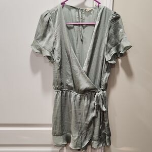 Hem & Thread Sage Green Wrap Jumpsuit